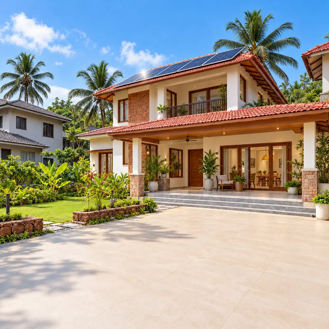 Home with rooftop solar panels connected to Gen-E